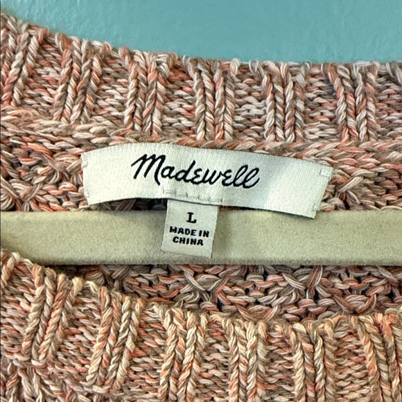 Madewell Textured Knit Sweater in Warm Pink, Tan and White - Picture 2 of 5